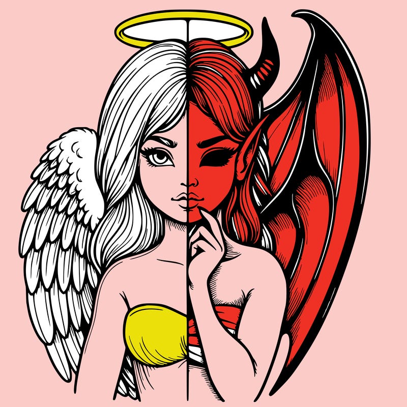 realistic angel half demon