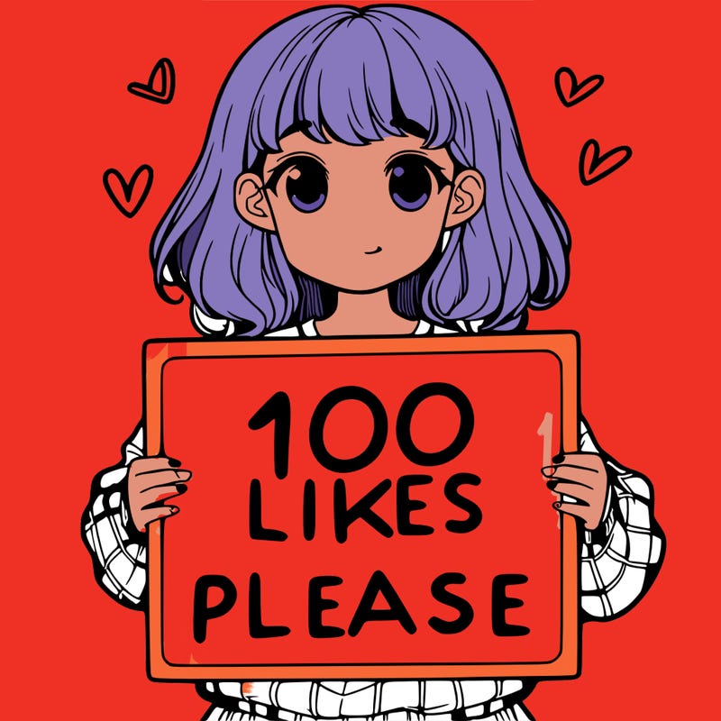 a girl holding a sign saying 100 likes please