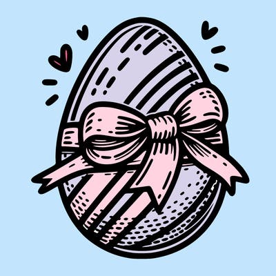 large chocolate egg with ribbon