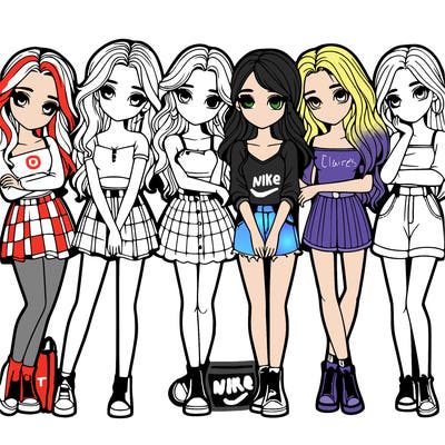 a group of girls realistic