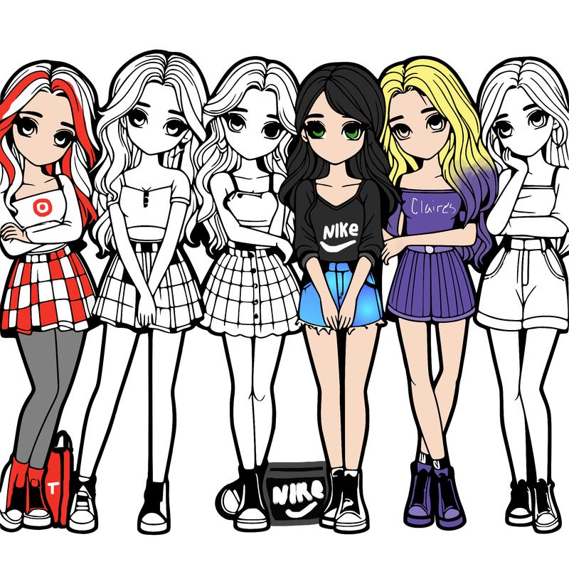 a group of girls realistic