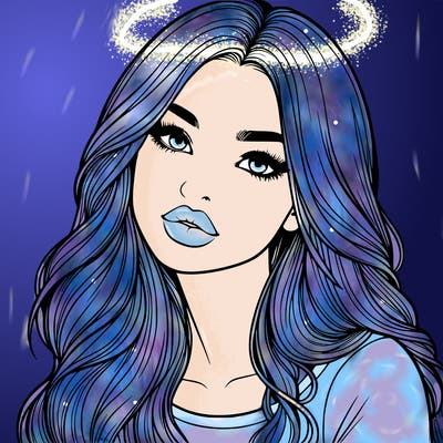 realistic girl with hair on her hair and lips