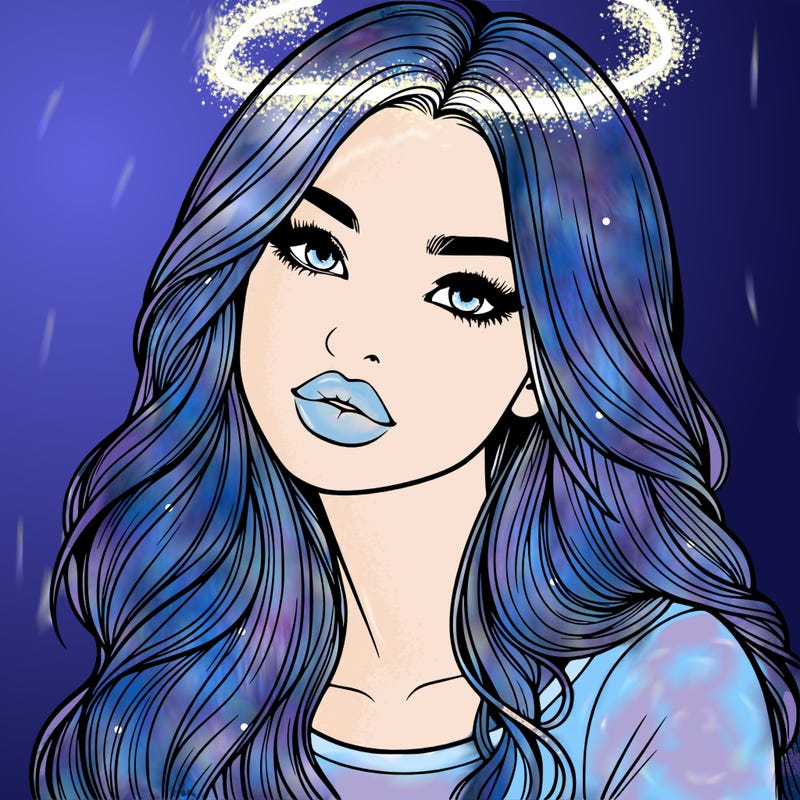 realistic girl with hair on her hair and lips