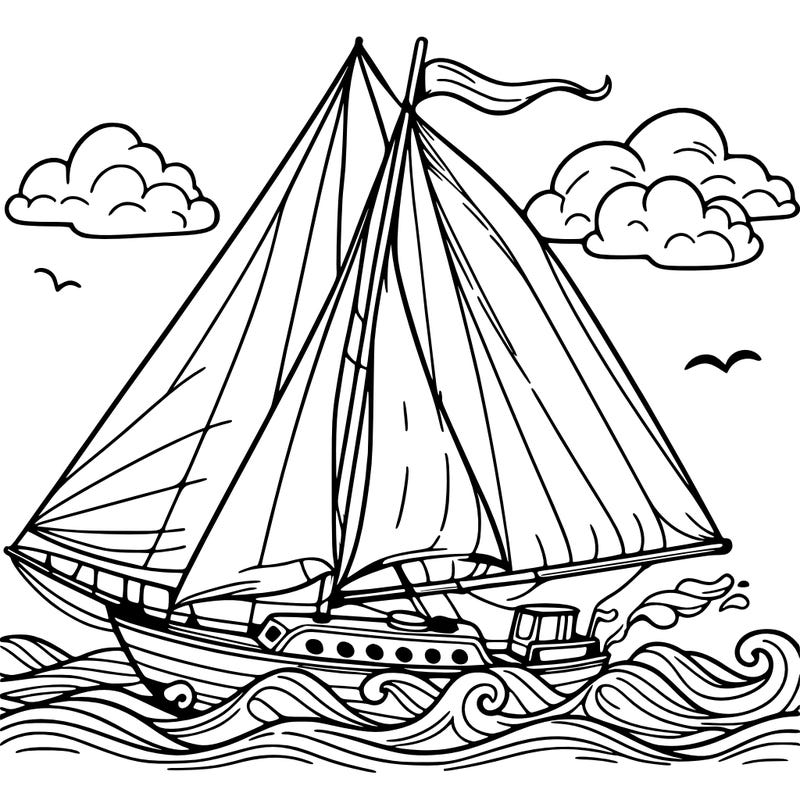 sailingboat in lineart