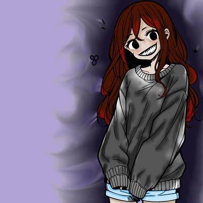 manga teen girl  in a sweater and baggy pants