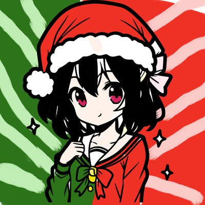 anime girl wearing a santa hat