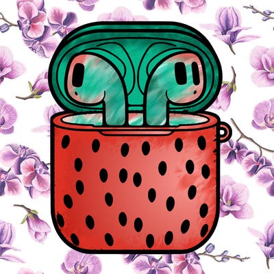 airpods in strawberry case