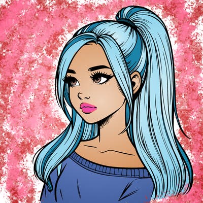realistic girl with a high ponytail