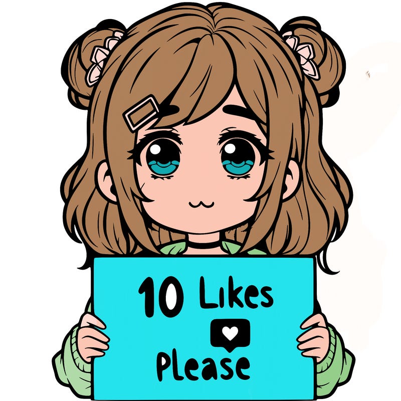 a girl with a sign saying 10 likes please