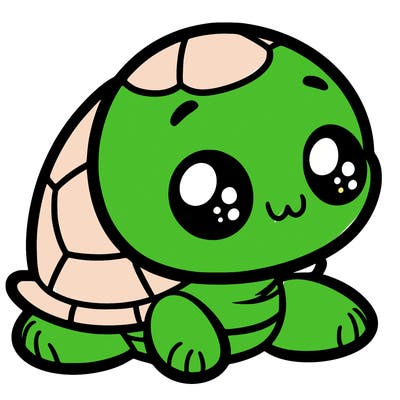cute little animated turtle