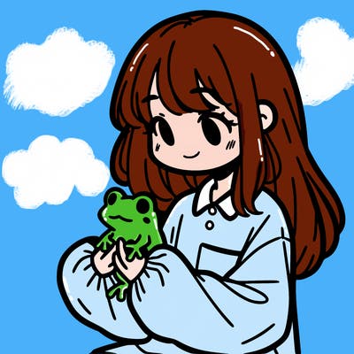 girl with long hair and a oversized shirt. and she is holding a frog
