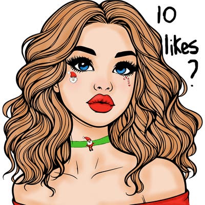 realistic girl with wavy hair and lips