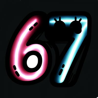 the numbers 67