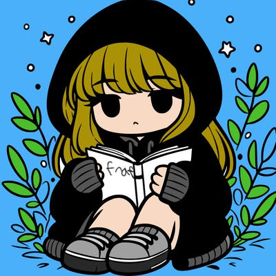 girl in oversized hoodie reading a book