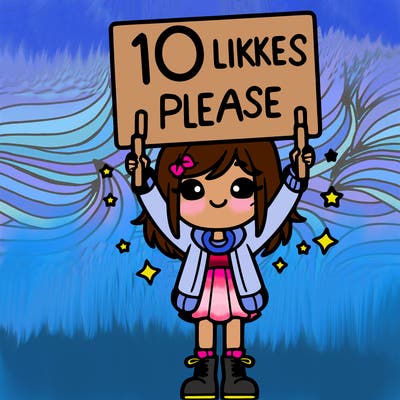 a girl holding a sign saying 10 likes please