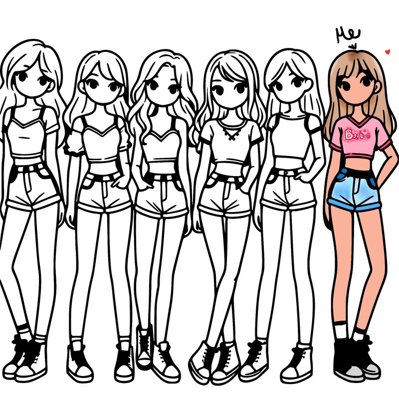 a group of girls wearing crop tops and shorts