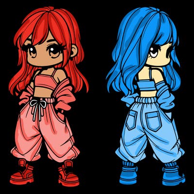 girl in crop top and baggy pants