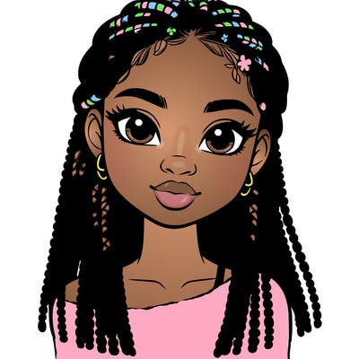a realistic black girl with braids