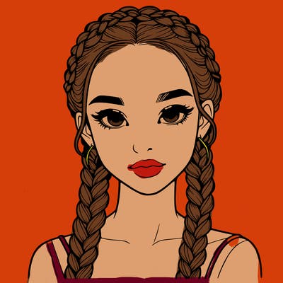 realistic girl with braids