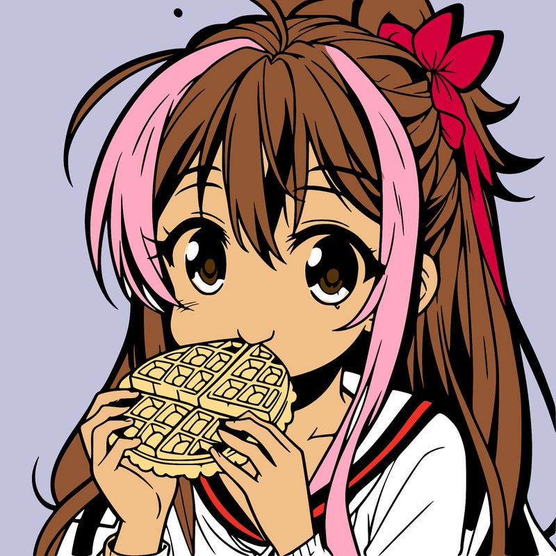 anime eating waffle