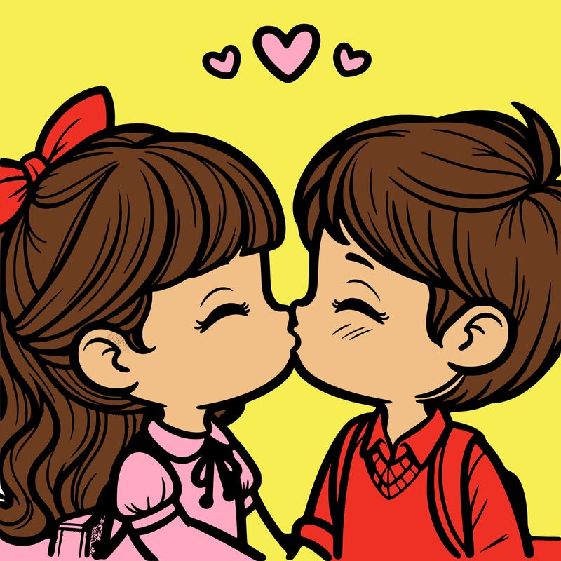 boy and girl kissing