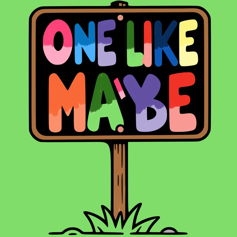 a sign that says one like maybe