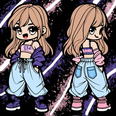 girl in crop top and baggy pants