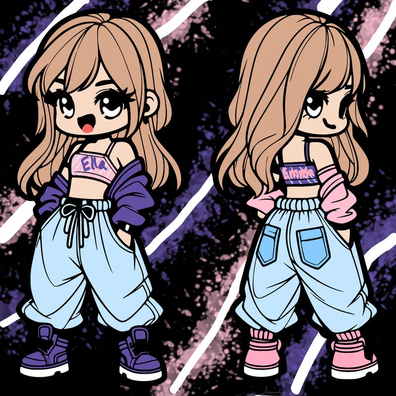 girl in crop top and baggy pants