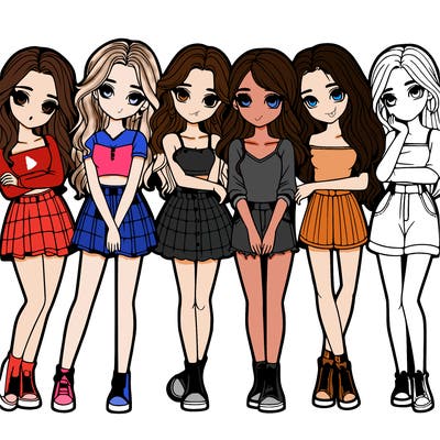 a group of girls realistic