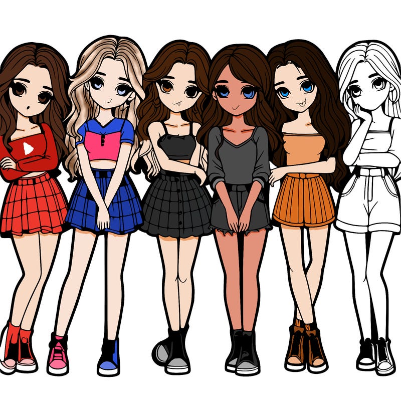 a group of girls realistic