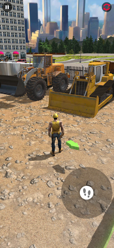 Demolition & Construction Inc. - Un trabajador de pie cerca de maquinaria pesada amarilla en un patio de construcción de la ciudad