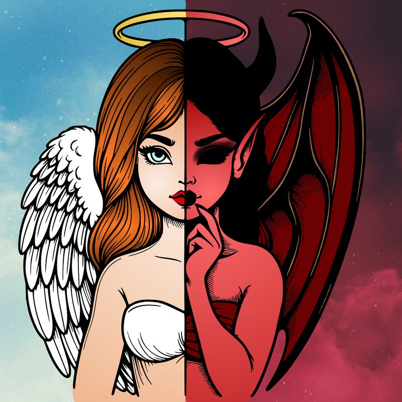 realistic angel half demon