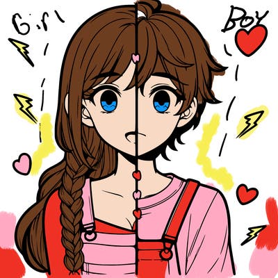 realistic girl boy split