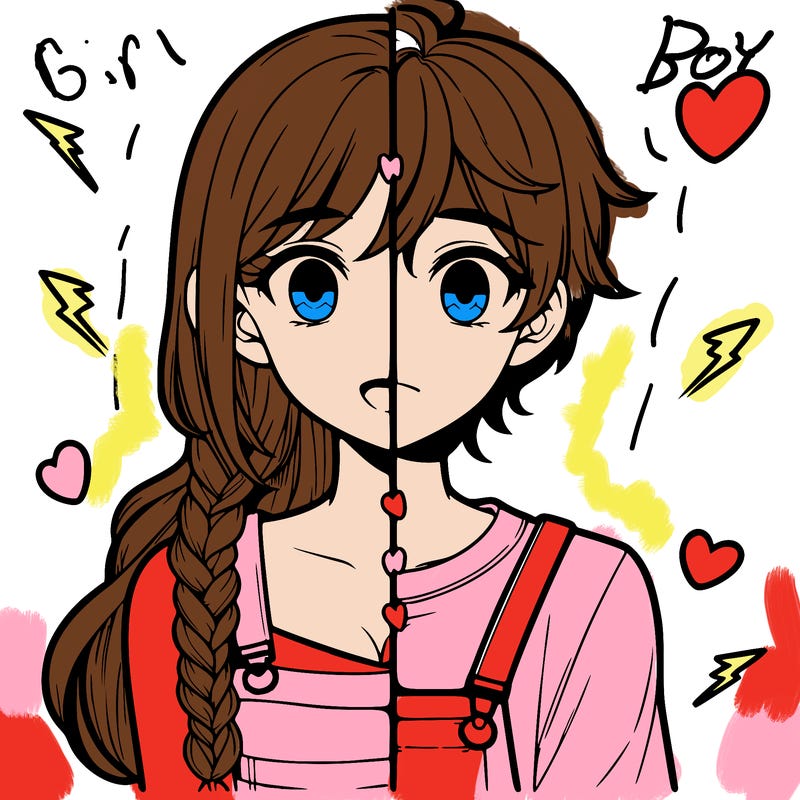 realistic girl boy split