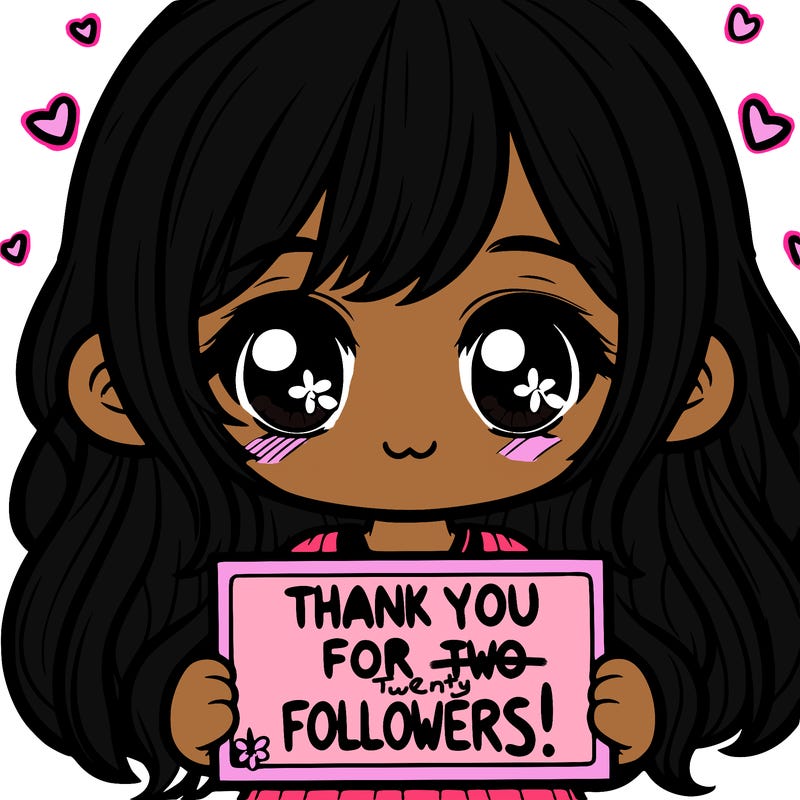 cute girl with a sign saying thank you for the two followers!