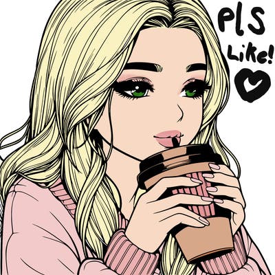 realistic girl drinking coffee