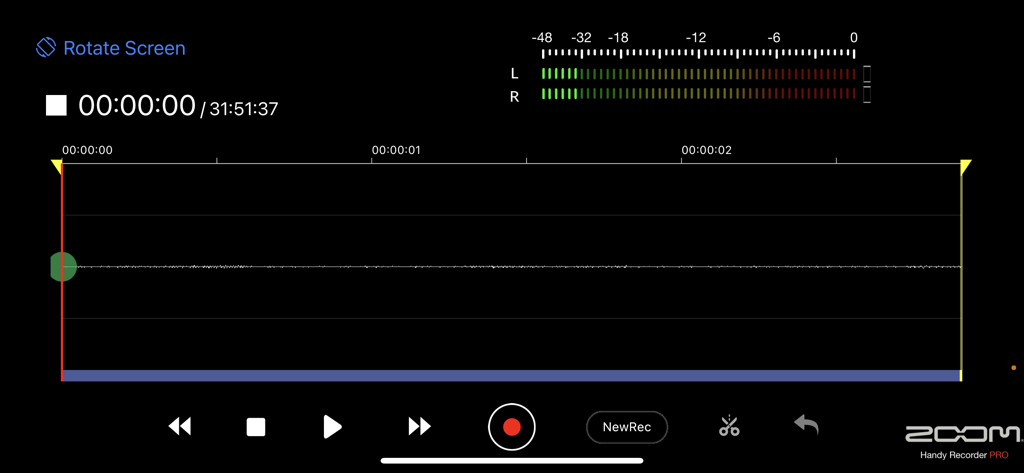 Handy Recorder PRO - Handy Recorder PRO landscape view showing audio waveform and recording controls