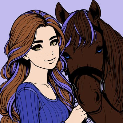 realistic girl with horse