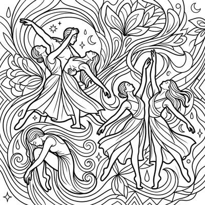 Dive into the world of expressive movement with this dynamic dance coloring page, perfect for teens. Featuring graceful figures and intricate patterns, it's an inspiring way to explore emotions through art.