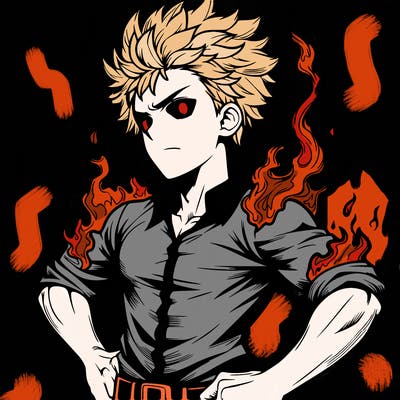realistic manga man of fire
