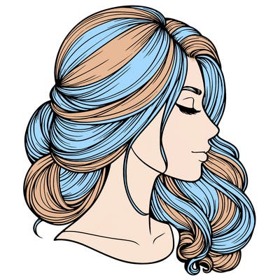 realistic woman's head & hair