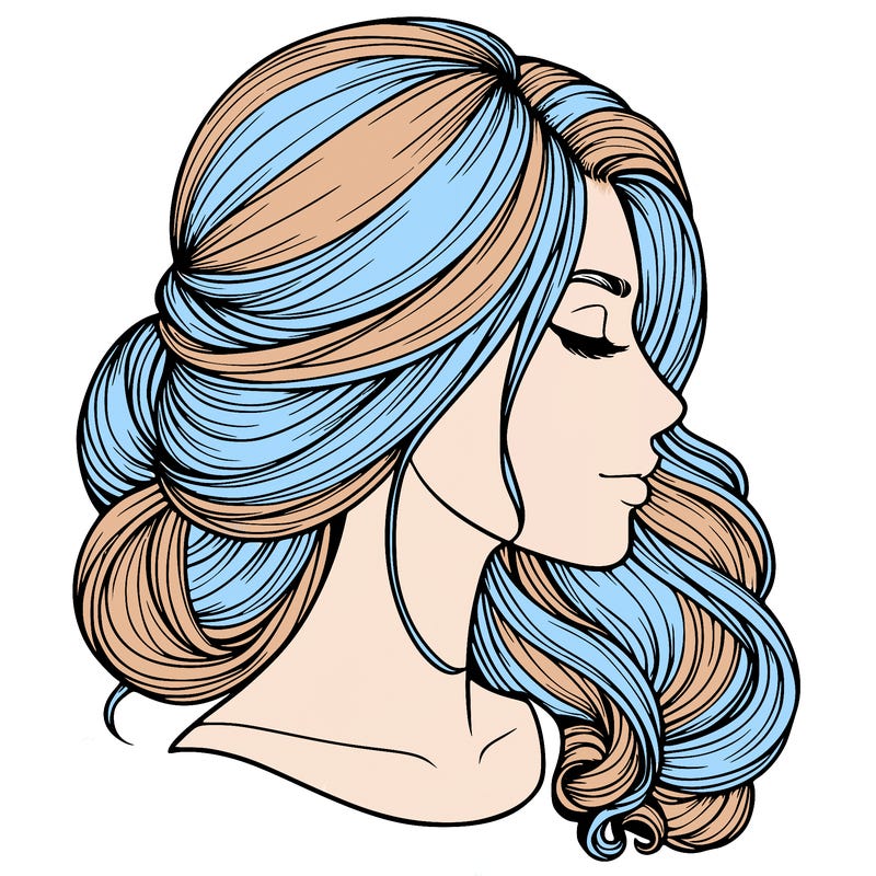 realistic woman's head & hair