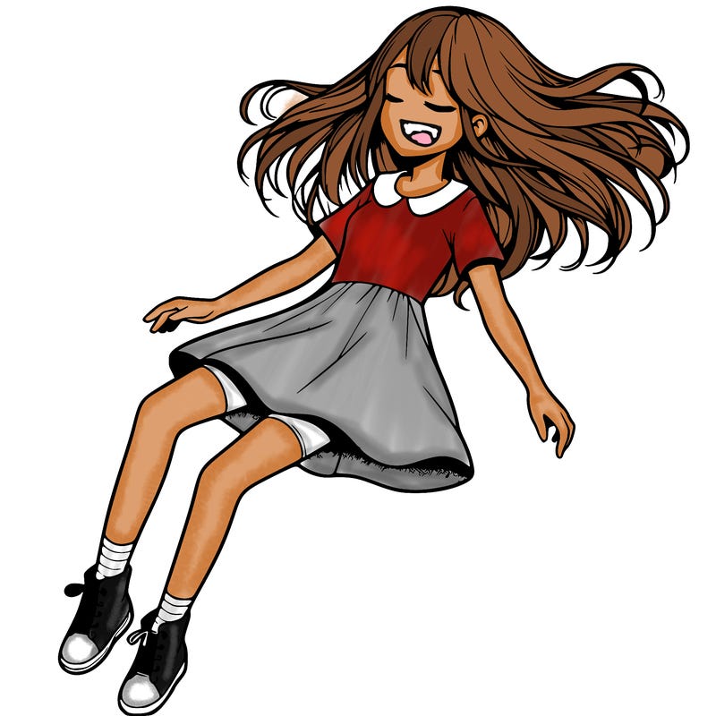 realistic girl floating