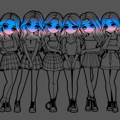 a group of girls realistic