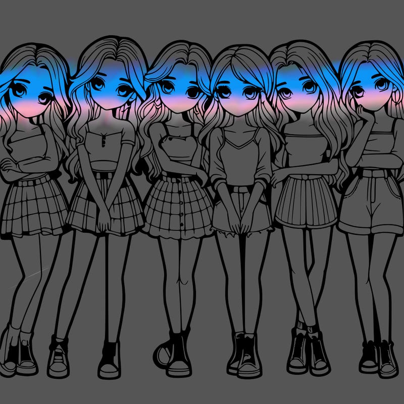 a group of girls realistic