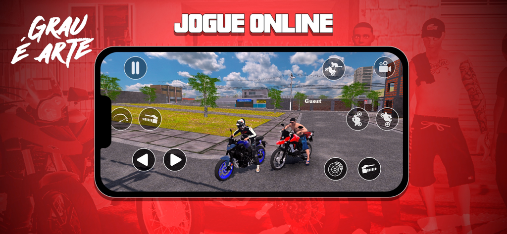 Grau é Arte Online - Dois jogadores em motocicletas no modo online de Grau e Arte Online