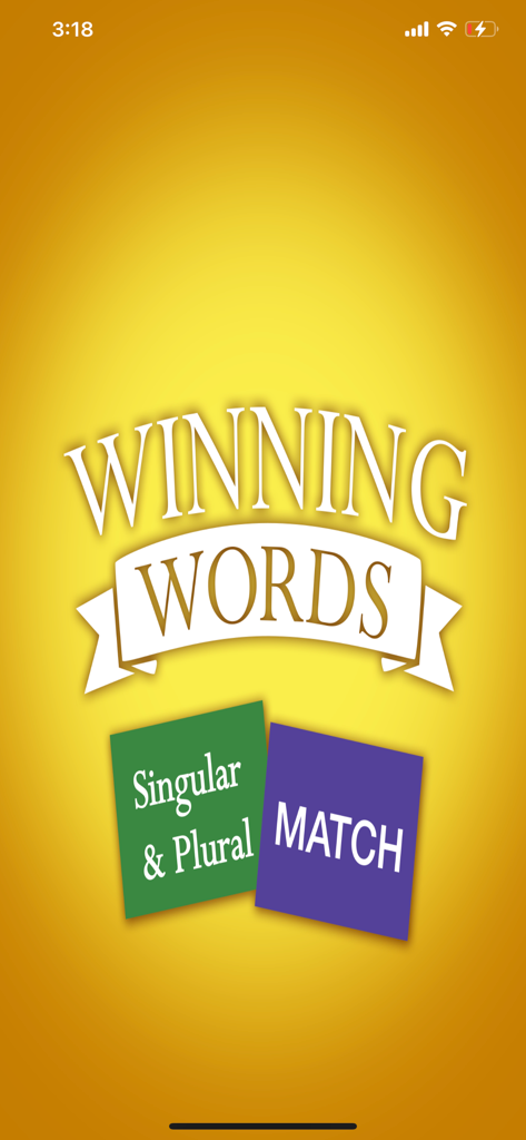 Singular and Plural Match - Winning Words Singular and Plural Match educational game title screen