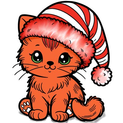 kitten in a santa hat