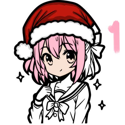 anime girl wearing a santa hat