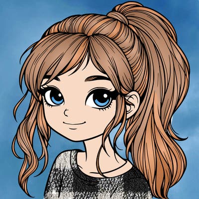 realistic girl with ponytail